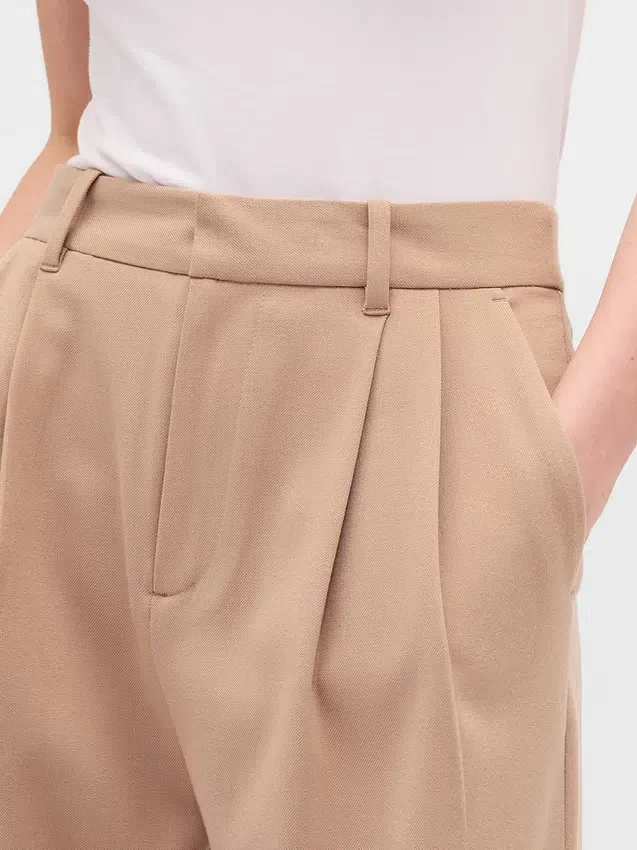 Pantalon à plis en sergé brossé 365 à taille haute
