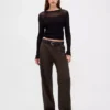 Pantalon plissé en sergé brossé taille basse 365