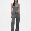 Pantalon plissé en sergé brossé taille basse 365