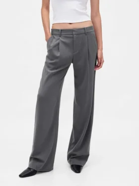 Pantalon plissé en sergé brossé taille basse 365