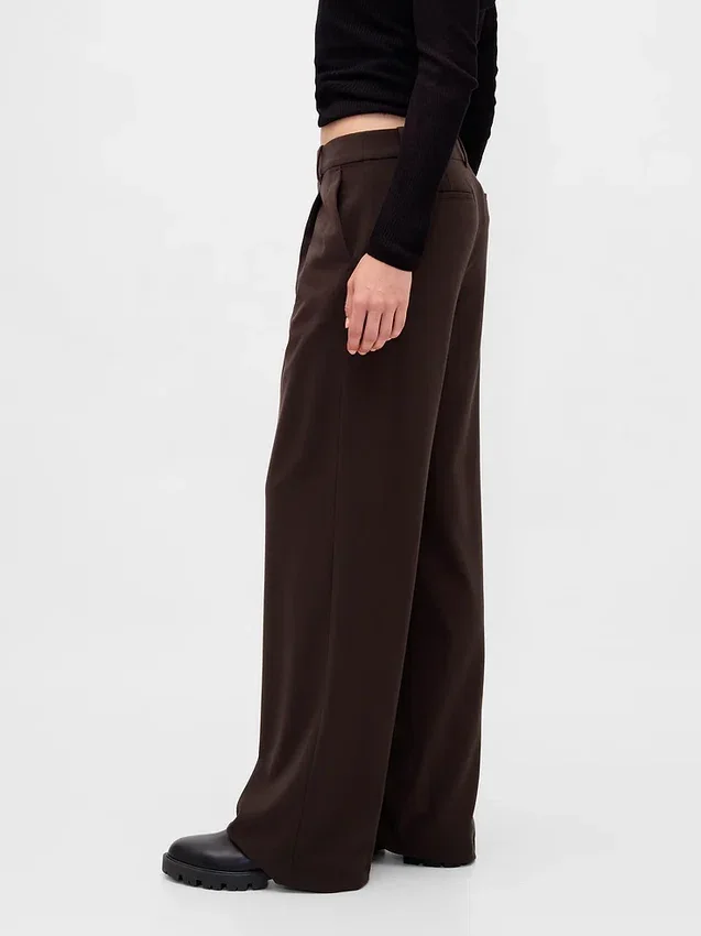 Pantalon plissé en sergé brossé taille basse 365