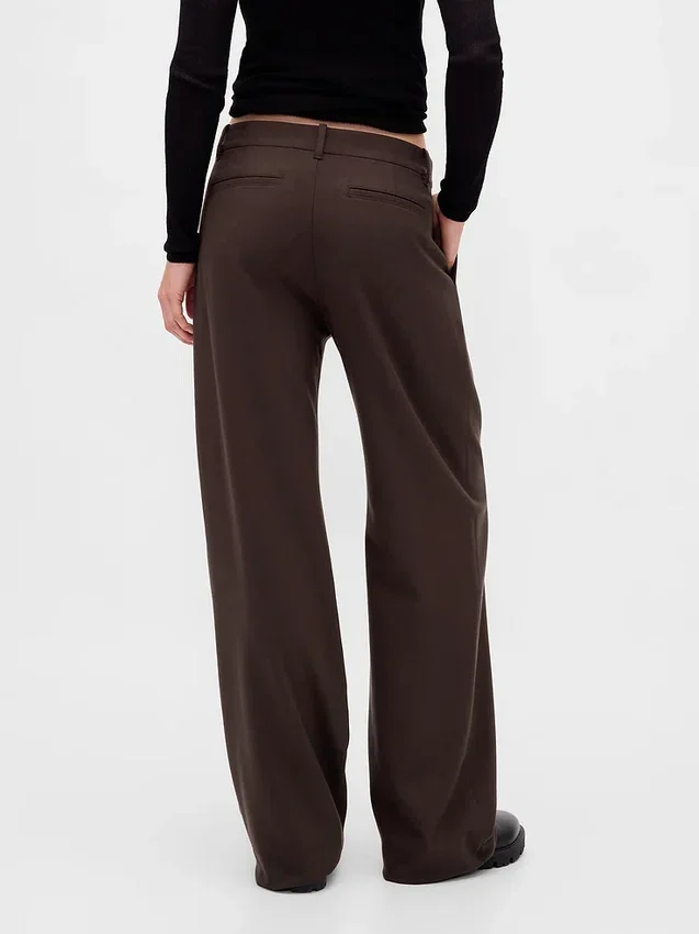 Pantalon plissé en sergé brossé taille basse 365