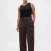 Pantalon plissé en sergé brossé taille basse 365