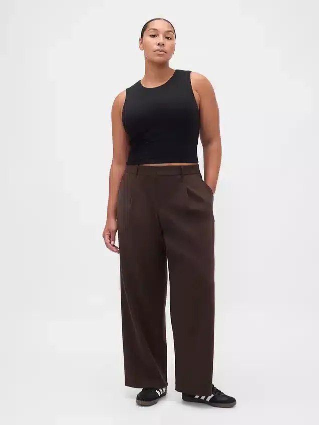 Pantalon plissé en sergé brossé taille basse 365