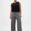 Pantalon plissé en sergé brossé taille basse 365