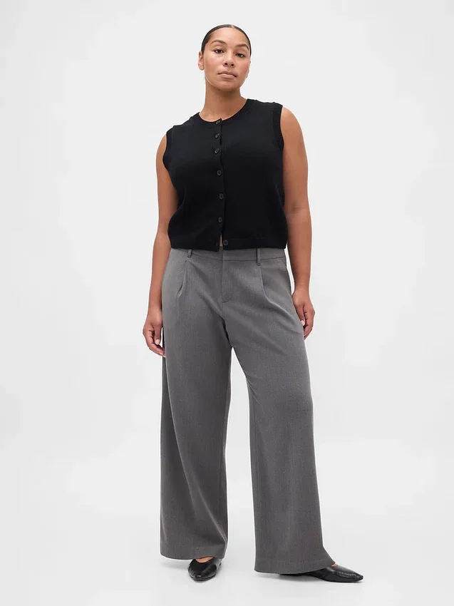 Pantalon plissé en sergé brossé taille basse 365