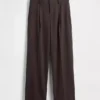 Pantalon plissé en sergé brossé taille basse 365