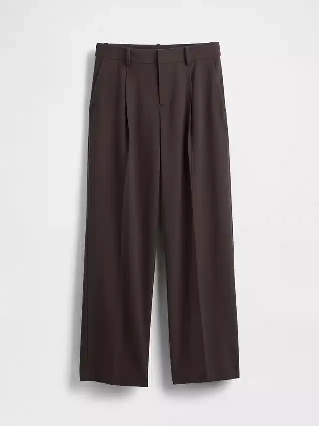 Pantalon plissé en sergé brossé taille basse 365