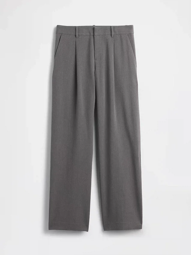 Pantalon plissé en sergé brossé taille basse 365