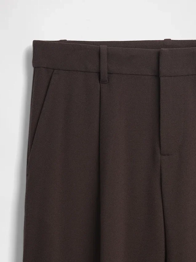 Pantalon plissé en sergé brossé taille basse 365
