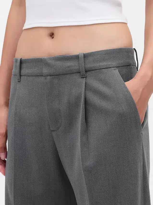 Pantalon plissé en sergé brossé taille basse 365