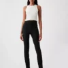 Pantalon skinny taille haute en maille double