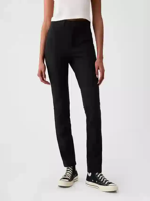 Pantalon skinny taille haute en maille double