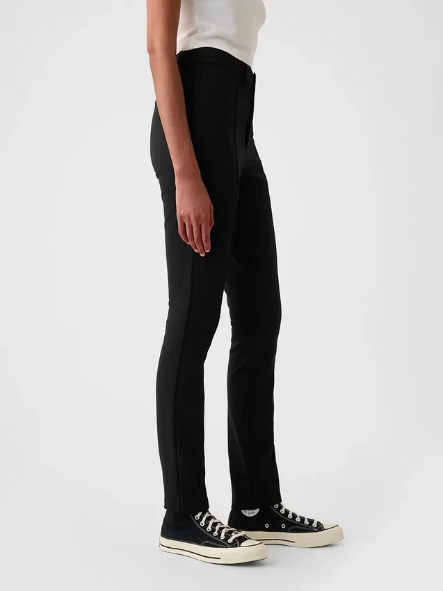 Pantalon skinny taille haute en maille double