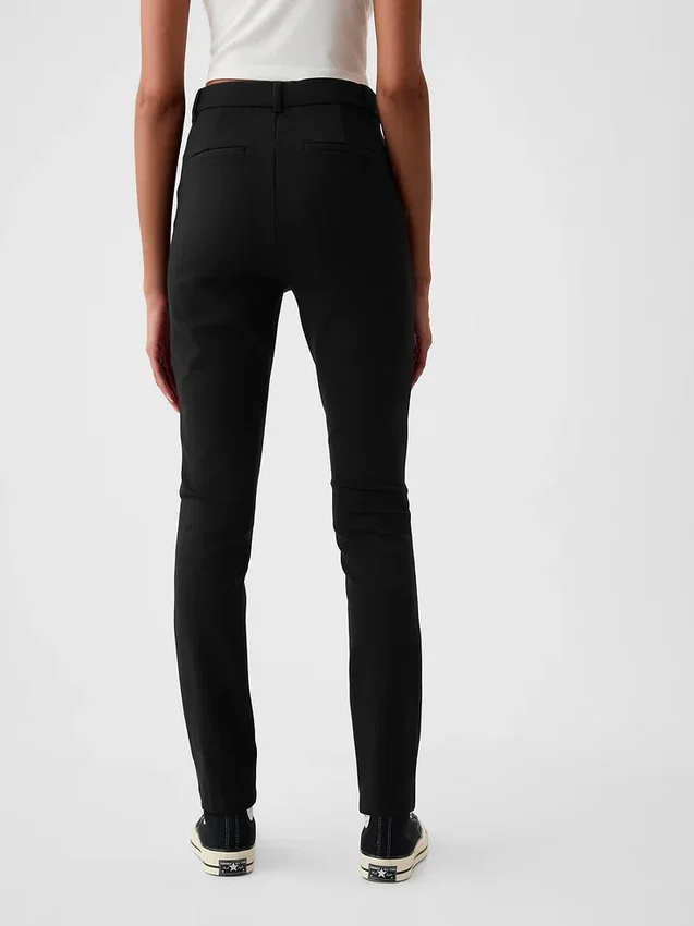 Pantalon skinny taille haute en maille double