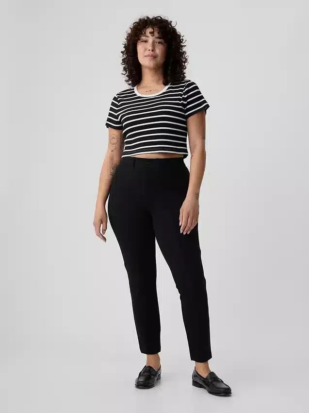 Pantalon skinny taille haute en maille double