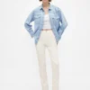 Pantalon slim droit en velours côtelé taille haute style années 90