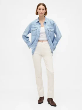 Pantalon slim droit en velours côtelé taille haute style années 90