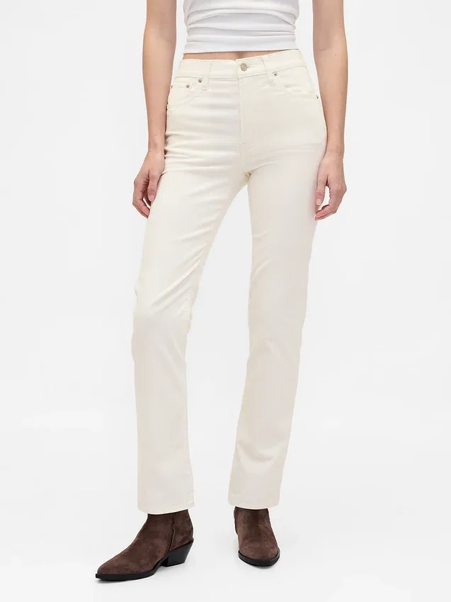 Pantalon slim droit en velours côtelé taille haute style années 90