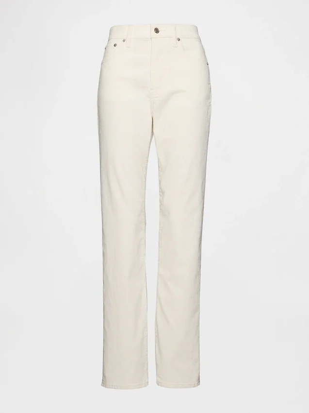 Pantalon slim droit en velours côtelé taille haute style années 90