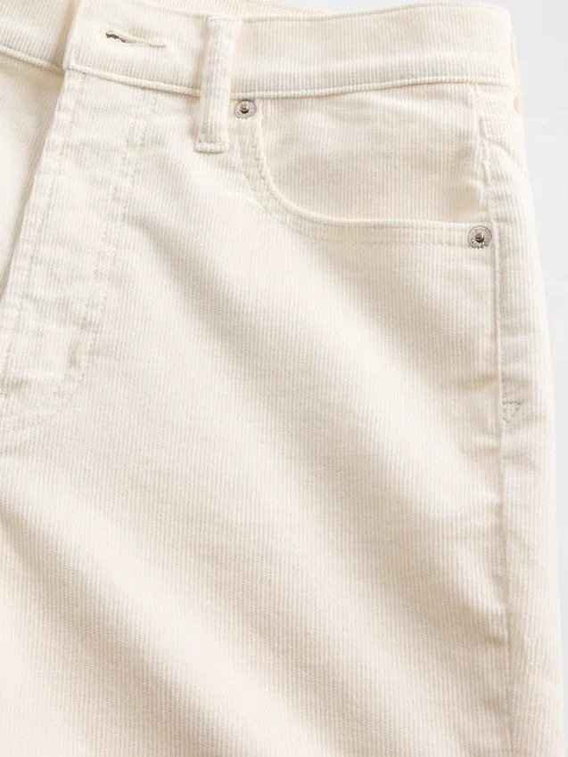 Pantalon slim droit en velours côtelé taille haute style années 90