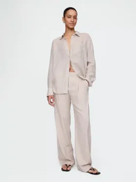 Pantalon taille basse 365 en mélange de lin