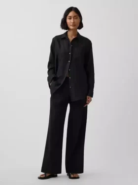 Pantalon taille basse 365 en mélange de lin