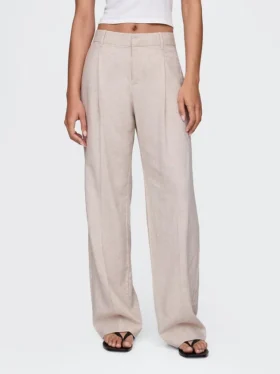 Pantalon taille basse 365 en mélange de lin