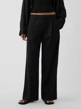 Pantalon taille basse 365 en mélange de lin