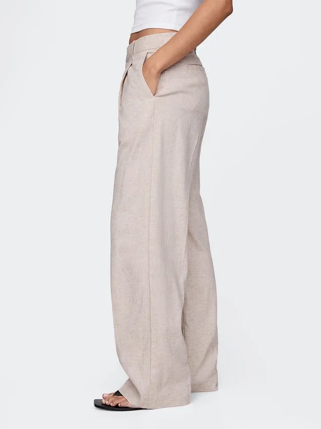 Pantalon taille basse 365 en mélange de lin