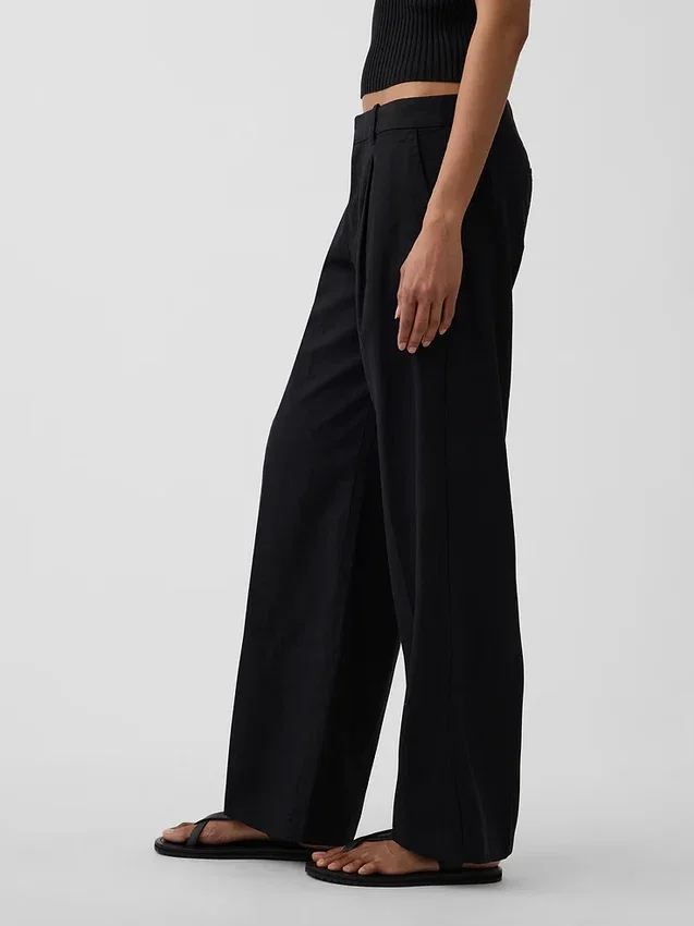 Pantalon taille basse 365 en mélange de lin