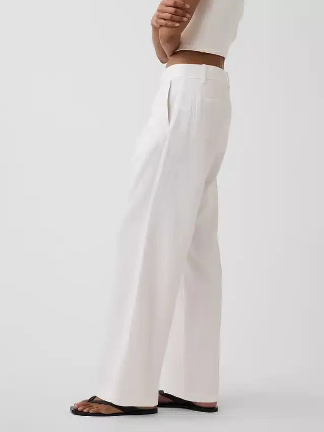 Pantalon taille basse 365 en mélange de lin