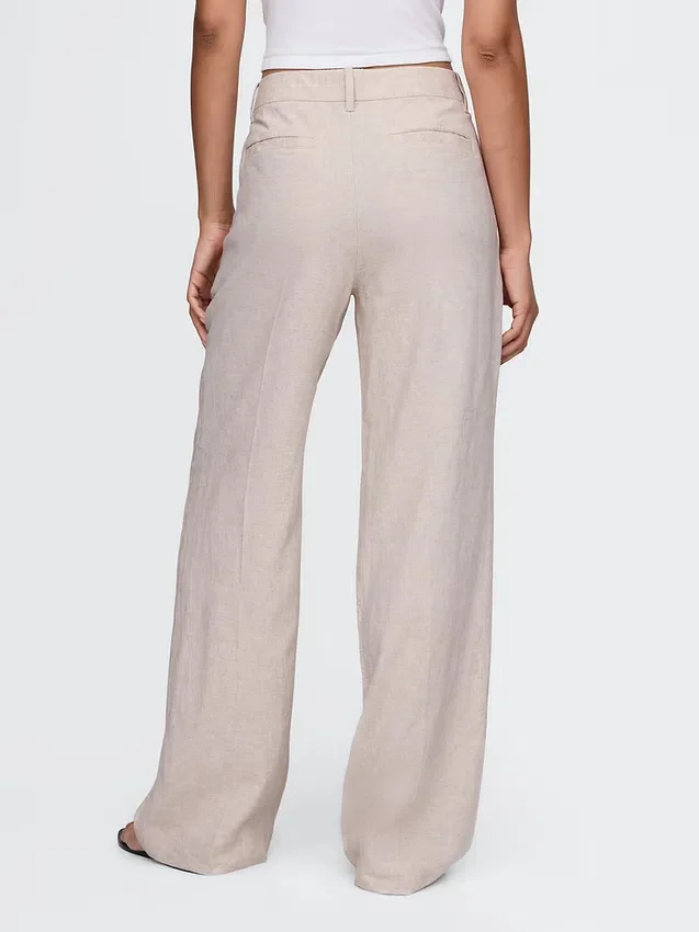 Pantalon taille basse 365 en mélange de lin