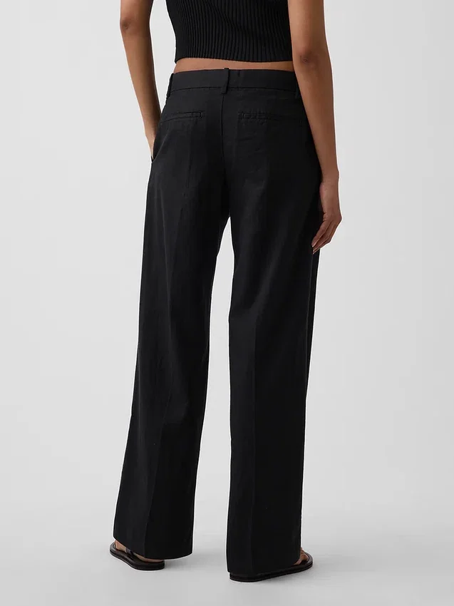 Pantalon taille basse 365 en mélange de lin