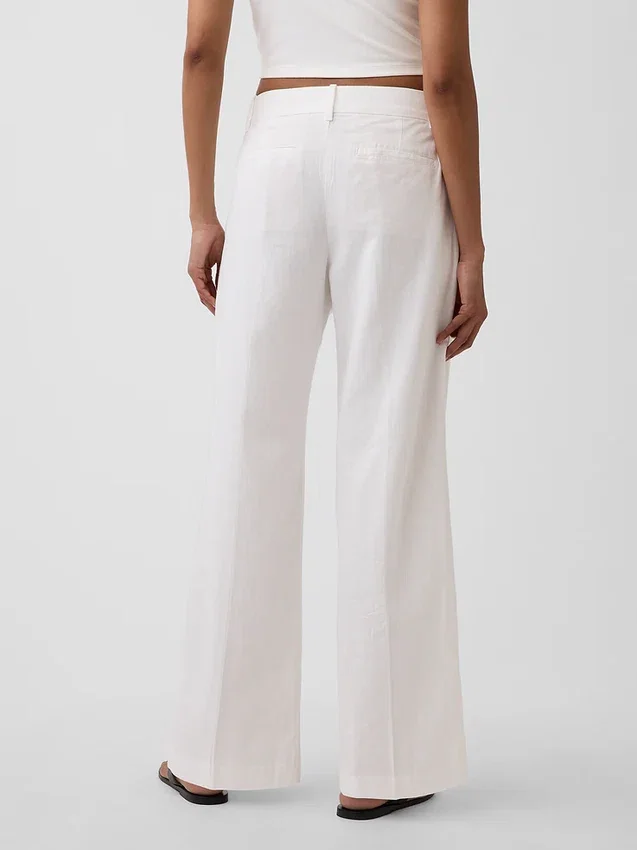 Pantalon taille basse 365 en mélange de lin