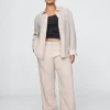 Pantalon taille basse 365 en mélange de lin