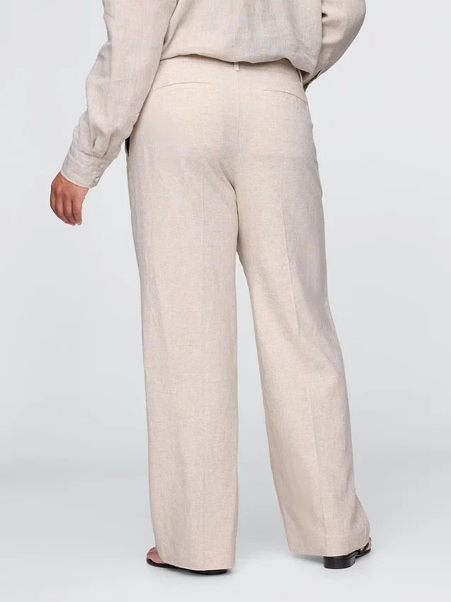 Pantalon taille basse 365 en mélange de lin