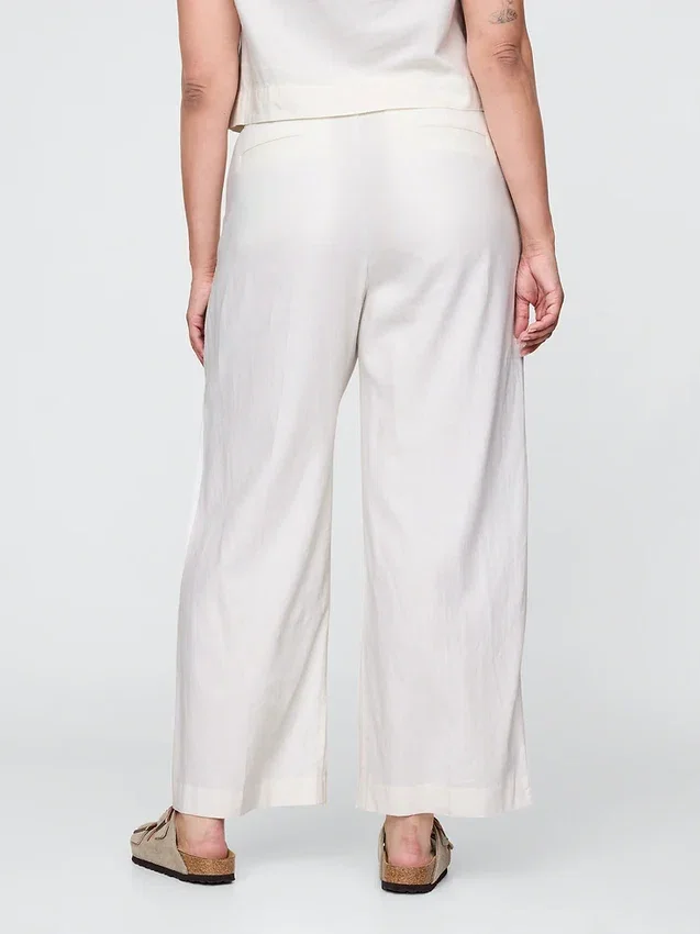 Pantalon taille basse 365 en mélange de lin