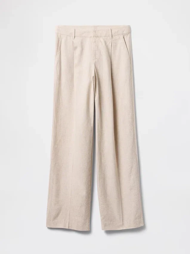 Pantalon taille basse 365 en mélange de lin