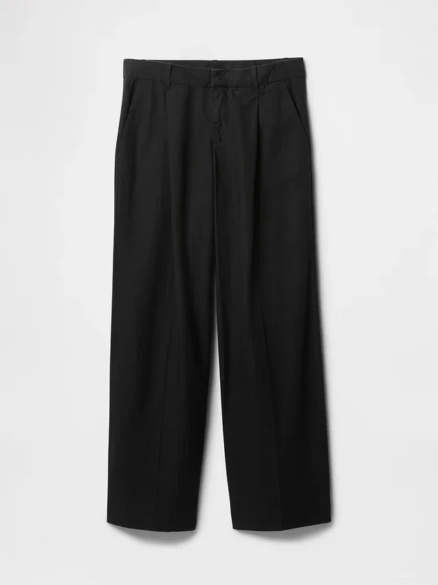 Pantalon taille basse 365 en mélange de lin