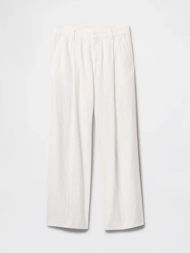 Pantalon taille basse 365 en mélange de lin