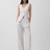 Pantalon taille haute 365 en mélange de lin