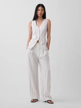 Pantalon taille haute 365 en mélange de lin