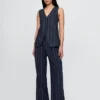 Pantalon taille haute 365 en mélange de lin