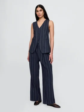 Pantalon taille haute 365 en mélange de lin