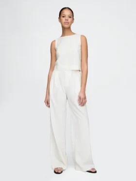 Pantalon taille haute 365 en mélange de lin