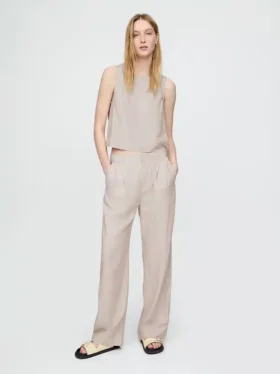 Pantalon taille haute 365 en mélange de lin