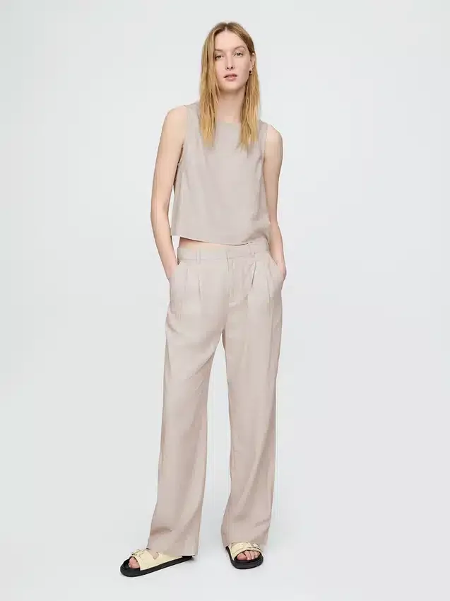 Pantalon taille haute 365 en mélange de lin