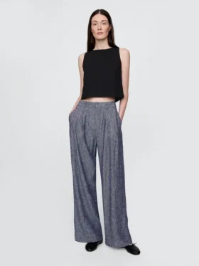 Pantalon taille haute 365 en mélange de lin