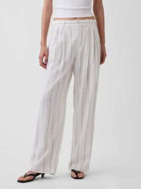 Pantalon taille haute 365 en mélange de lin